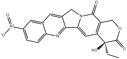 4α-エチル-4β-ヒドロキシ-10-ニトロ-3,4,12,14-テトラヒドロ-1H-ピラノ[3',4':6,7]インドリジノ[1,2-b]キノリン-3,14-ジオン 化学構造式