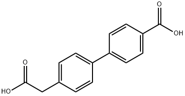 4'-(カルボキシメチル)-[1,1'-ビフェニル]-4-カルボン酸 化学構造式