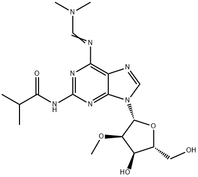 2-AMINO-N6-(DIMETHYLAMINOMETHYLIDENE)-N2-ISOBUTYRYL-2'-O-METHYLADENOSINE Struktur