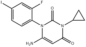 6-氨基-3-环丙基-1-(2-氟-4-碘苯基)嘧啶-2,4(1H,3H)-二酮 结构式