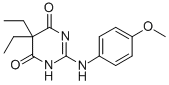 4,6(1H,5H)-Pyrimidinedione, 5,5-diethyl-2-((4-methoxyphenyl)amino)- Structure