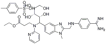 N-[[2-[[[4-(Aminoiminomethyl)phenyl]amino]methyl]-1-methyl-1H-benzimidazol-5-yl]arbonyl]-N-2-pyridinyl-beta-alanine ethyl ester 4-methylbenzenesulfonate Structure