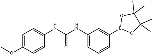 1-(4-メトキシフェニル)-3-(3-(4,4,5,5-テトラメチル-1,3,2-ジオキサボロラン-2-イル)フェニル)UREA 化学構造式
