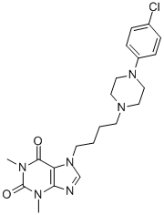 1H-Purine-2,6-dione, 3,7-dihydro-7-(4-(4-(4-chlorophenyl)-1-piperaziny l)butyl)-1,3-dimethyl-,|