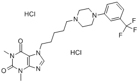 7-(5-(4-(m-Trifluoromethylphenyl)-1-piperazinyl)pentyl)theophylline di hydrochloride Structure
