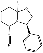 (-)-2-シアノ-6-フェニルオキサゾロピペリジン 化学構造式