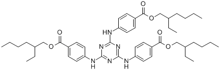 4,4',4''-[(1,3,5-トリアジン-2,4,6-トリイル)トリス(イミノ)]トリス安息香酸トリス(2-エチルヘキシル) 化学構造式