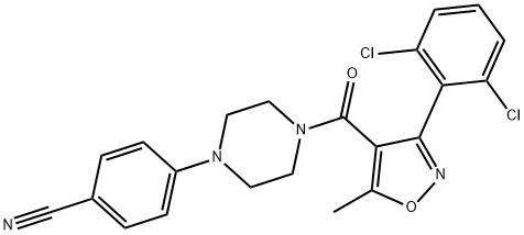 Benzonitrile, 4-[4-[[3-(2,6-dichlorophenyl)-5-methyl-4-isoxazolyl]carbonyl]-1-piperazinyl]- Structure