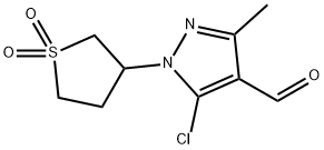 5-CHLORO-1-(1,1-DIOXIDOTETRAHYDROTHIEN-3-YL)-3-METHYL-1H-PYRAZOLE-4-CARBALDEHYDE Struktur