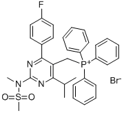 4-(4-氟苯基)-6-异丙基-2-(N-甲基-N-甲磺酰胺基)-5-三苯基膦内鎓甲基-1-嘧啶, 885477-83-8, 结构式