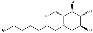 (2R,3R,4R,5S)-1-(6-氨基己基)-2-(羟基甲基)-3,4,5-哌啶三醇, 885484-41-3, 结构式