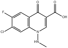 7-chloro-6-fluoro-1,4-dihydro-1-(methylamino)-4-oxoquinoline-3-carboxylic acid Structure