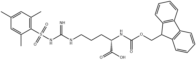 N-芴甲氧羰基-N'-(均三甲苯-2-磺酰基)-L-精氨酸 结构式