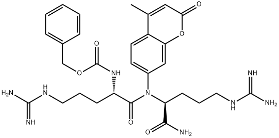 Nα-ベンジルオキシカルボニル-L-Arg-Arg-7-アミド-4-メチルクマリン 化学構造式