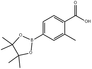 2-甲基-4-(4,4,5,5-四甲基-1,3,2-二氧硼杂环戊烷-2-基)苯甲酸 结构式
