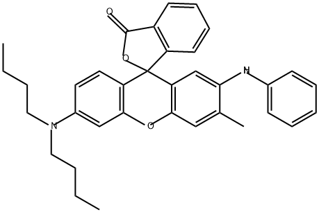 2'-アニリノ-6'-ジブチルアミノ-3'-メチルスピロ[フタリド-3,9'-[9H]キサンテン] 化学構造式