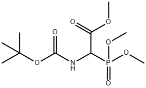 N-(tert-ブトキシカルボニル)-2-ホスホノグリシントリメチル 化学構造式