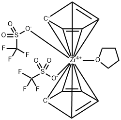 Bis(cyclopentadienyl)zirconium bis(trifluoromethanesulfonate)鮰etrahydrofuran complex, 89672-77-5, 结构式