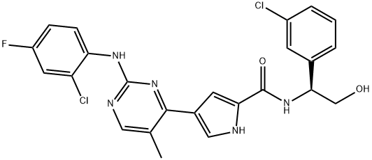 1H-Pyrrole-2-carboxaMide, 4-[2-[(2-chloro-4-fluorophenyl)aMino]-5-Methyl-4-pyriMidinyl]-N-[(1S)-1-(3-chlorophenyl)-2-hydroxyethyl]- Structure
