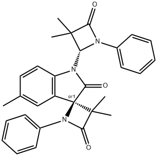 (S)-1'-((R)-3,3-DIMETHYL-4-OXO-1-PHENYLAZETIDIN-2-YL)-3,3,5'-TRIMETHYL-1-PHENYLSPIRO[AZETIDINE-2.3'-INDOLINE]-2',4-DIONE Structure