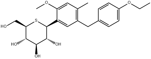 D-Glucitol, 1,5-dideoxy-1,5-epithio-1-C-[5-[(4-ethoxyphenyl)Methyl]-2-Methoxy-4-Methylphenyl]-, (1S)- Structure