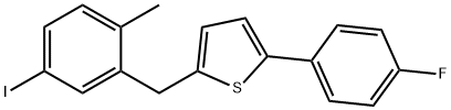 2-(4-氟苯基)-5-[(5-碘-2-甲基苯基)甲基]噻吩, 898566-17-1, 结构式