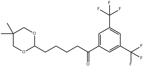 ビス-3',5'-トリフルオロメチル-5-(5,5-ジメチル-1,3-ジオキサン-2-イル)バレロフェノン 化学構造式