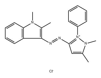 3-[(1,2-dimethyl-1H-indol-3-yl)azo]-1,5-dimethyl-2-phenyl-1H-pyrazolium chloride Structure
