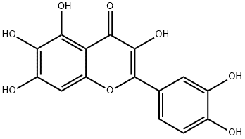 3,5,6,7-テトラヒドロキシ-2-(3,4-ジヒドロキシフェニル)-4H-1-ベンゾピラン-4-オン 化学構造式