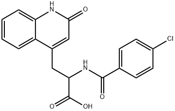 2-(4-クロロベンゾイルアミノ)-3-(2-オキソ-1,2-ジヒドロキノリン-4-イル)プロピオン酸 化学構造式