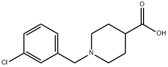 1-[(3-氯苯基)甲基]-4-哌啶甲酸 结构式