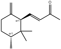 rel-(3E)-4-[(1R*,5R*)-5,6,6-トリメチル-2-メチレンシクロヘキサン-1-イル]-3-ブテン-2-オン 化学構造式