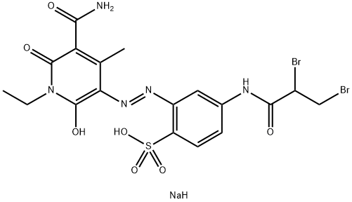 sodium 2-[[5-carbamoyl-1-ethyl-1,6-dihydro-2-hydroxy-4-methyl-6-oxo-3-pyridyl]azo]-4-[(2,3-dibromo-1-oxopropyl)amino]benzenesulphonate 结构式