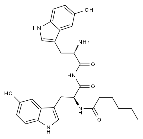 N-hexanoyl-5-hydroxytryptophyl-5-hydroxytryptophanamide Struktur
