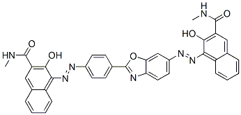 3-hydroxy-4-[[4-[6-[[2-hydroxy-3-[(methylamino)carbonyl]naphthyl]azo]benzoxazol-2-yl]phenyl]azo]-N-methylnaphthalene-2-carboxamide Structure