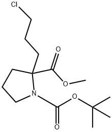 2-(3-氯丙基)吡咯烷-1,2-二羧酸1-叔丁基-2-甲酯 结构式