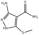 3-(甲硫基)-5-氨基-4-吡唑甲酰胺 结构式