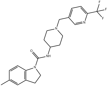 5-METHYL-N-(1-([6-(TRIFLUOROMETHYL)PYRIDIN-3-YL]METHYL)PIPERIDIN-4-YL)INDOLINE-1-CARBOXAMIDE 结构式