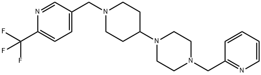 1-(PYRIDIN-2-YLMETHYL)-4-(1-([6-(TRIFLUOROMETHYL)PYRIDIN-3-YL]METHYL)PIPERIDIN-4-YL)PIPERAZINE 结构式