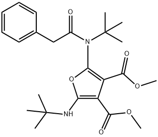 3,4-Furandicarboxylic  acid,  2-[(1,1-dimethylethyl)amino]-5-[(1,1-dimethylethyl)(phenylacetyl)amino]-,  dimethyl  ester  (9CI) 结构式