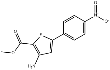 3-アミノ-5-(4-ニトロフェニル)チオフェン-2-カルボン酸メチルエステル 化学構造式