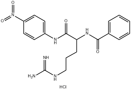 rac-(2R*)-N-(4-ニトロフェニル)-2-(ベンゾイルアミノ)-5-グアニジノペンタンアミド·塩酸塩 化学構造式