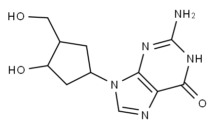 2-amino-1,9-dihydro-9-(3-hydroxy-4-(hydroxymethyl)cyclopentyl)-6H-purine-6-one 结构式