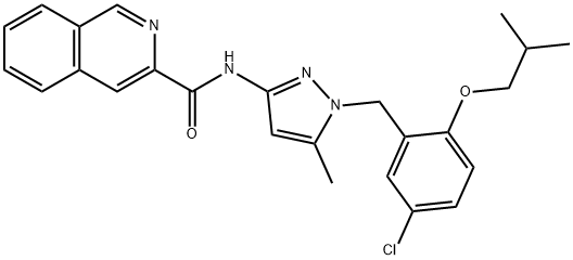 3-Isoquinolinecarboxamide,  N-[1-[[5-chloro-2-(2-methylpropoxy)phenyl]methyl]-5-methyl-1H-pyrazol-3-yl]- 结构式