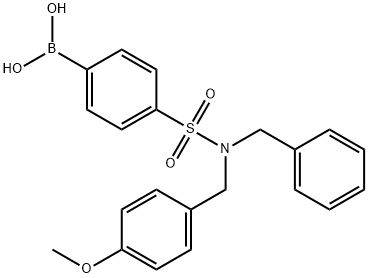 4-(N-苄基-N-(4-甲氧基苄基)磺酰胺)苯基硼酸 结构式