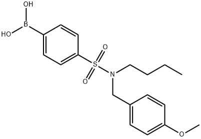 4-(N-丁基-N-(4-甲氧基苄基)磺酰胺)苯基硼酸 结构式