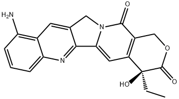 4α-エチル-4β-ヒドロキシ-10-アミノ-3,4,12,14-テトラヒドロ-1H-ピラノ[3',4':6,7]インドリジノ[1,2-b]キノリン-3,14-ジオン 化学構造式