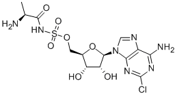 (+)-5'-O-[[(S)-2-アミノ-1-オキソプロピル]アミノスルホニル]-2-クロロアデノシン 化学構造式