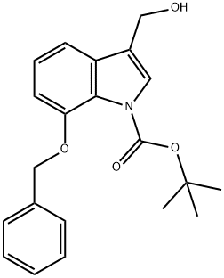 7-(苄氧基)-3-(羟甲基)-1H-吲哚-1-羧酸叔丁酯 结构式