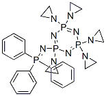 2,2,4,4,6-ペンタキス(1-アジリジニル)-2,2,4,4,6,6-ヘキサヒドロ-6-[(トリフェニルホスホラニリデン)アミノ]-1,3,5,2,4,6-トリアザトリホスホリン 化学構造式